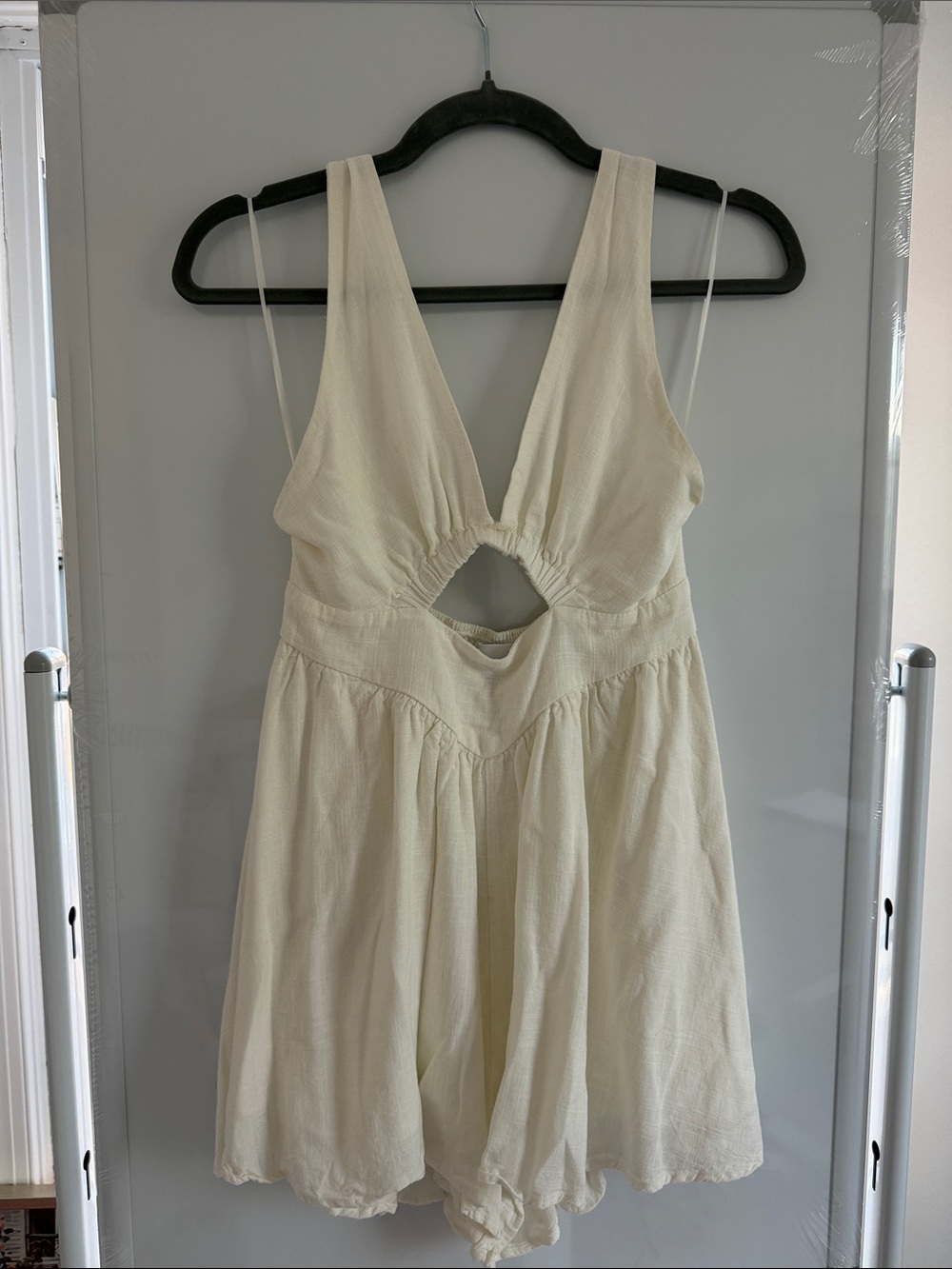 Hello Molly Cream Sleeveless Cutout Romper